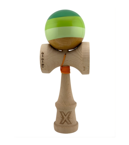 Kendama X Originala, Profesionala, Flippy, Big Cups V2, Super Sticky Legendary Cupe Mari, Rulment Metalic cu Ata 55 cm, Verde Mix