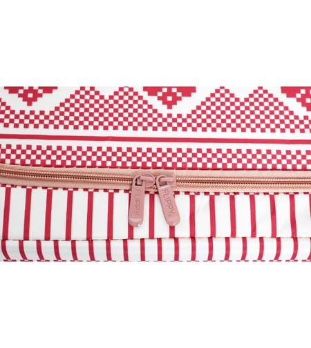 Cutie de Depozitare Pliabila, Flippy,100 L din Bumbac si In, 60X42X40 cm, Fereastra Frontala, 2 Usi de Acces cu Fermoar Bidirectional, Cadru Metalic, Suport Baza Stabil din Plastic, Motiv Traditional Model 1