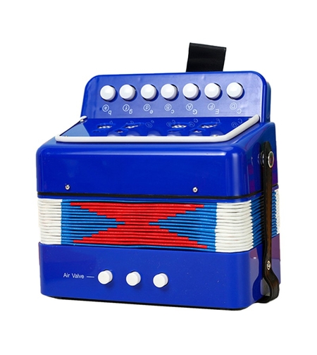 Acordeon Pentru Copii, Flippy, Acordeon Jucarie pentru Educatie Timpurie, 7 butoane 2 bass, Acordeon Instrument Muzical pentru Copii, 18 x 17 x 10 cm, Albastru