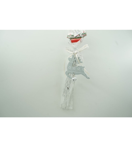 Ornament de brad craciun cerb, Flippy, gri, lemn, 25 cm