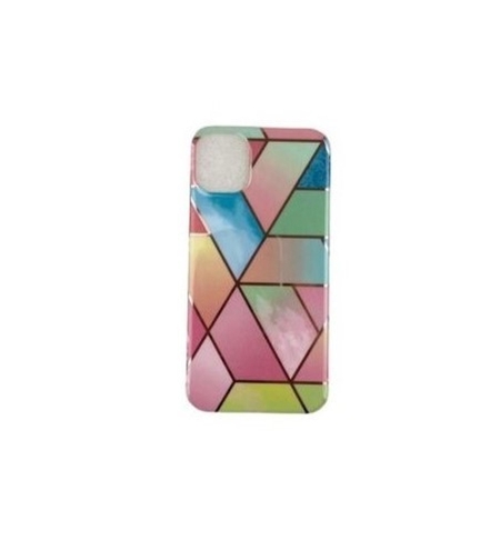 Husa protectie Vafy compatibila cu Apple iPhone 12 Pro Soft IMD TPU Marble Geometric Roz