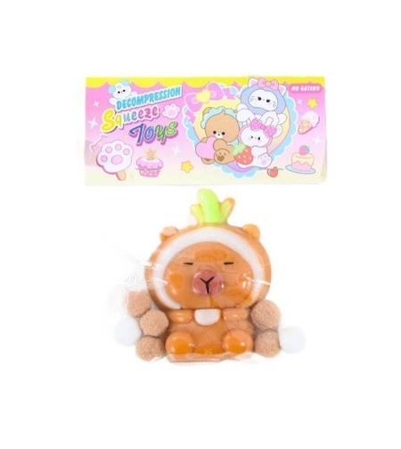 Jucarie Antistres Squishy, Flippy, cu Revenire Lenta, Model Capybara, 7cmx6.5 cm, din TPR, Ambalaj Transparent, Maro