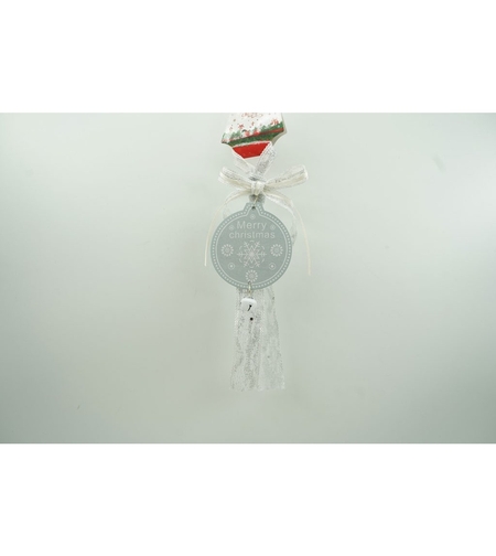 Ornament de brad medalion, Flippy, gri, lemn, 25 cm
