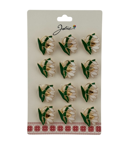Set 12 Brose Martisor Primavara, Jolie, Model Ghiocei, Verde Alb
