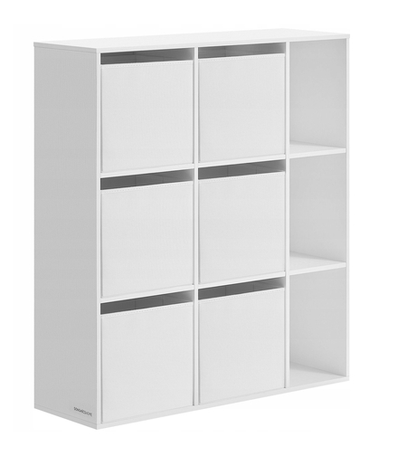 SONGMICS Etajera modulara 9 compartimente cu 6 sertare, PAL si MDF, 83x27x92 cm, alb