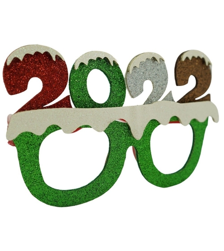 Ochelari petrecere de Revelion, 2022, Verde, din Plastic si Poliester, Flippy
