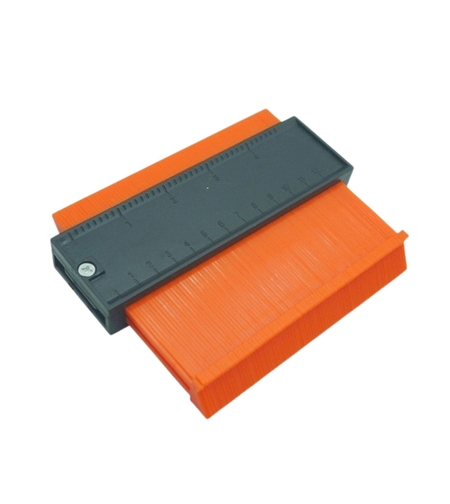 Sablon Masurare Contur, Vafy, Cu Rigla Integrata, pentru Copiere Unghiuri si Forme Neregulate, Plastic Rezistent, 14.6 x 10.5 cm, Portocaliu/Negru