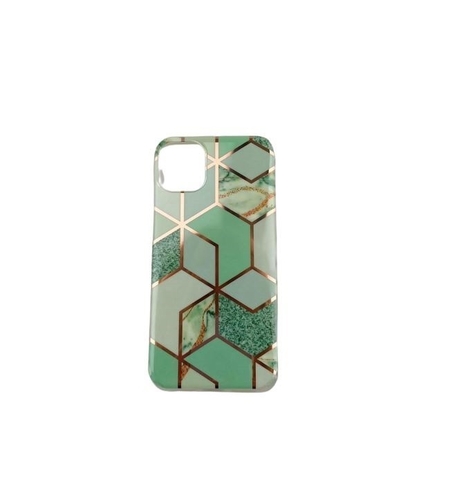 Husa protectie pentru Apple iPhone 11 Pro Max Soft IMD TPU Marble Geometric Verde