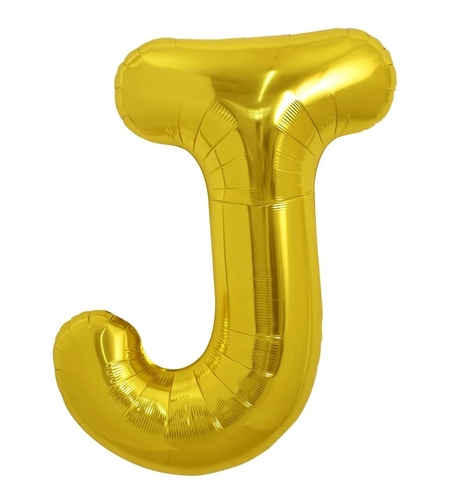 Balon Folie Metalizata Litera J, Flippy, 40 cm, Umflati cu Heliu sau Aer, Ambalaj Individual, Pai inclus, Auriu