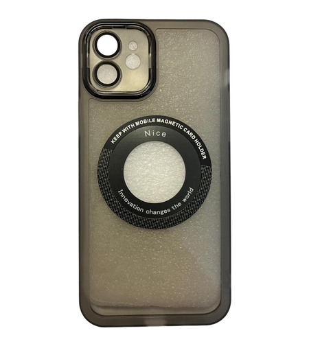 Husa protectie Vafy pentru Apple iPhone 12 decupaj logo, magnetica, Protectie Camera, Negru