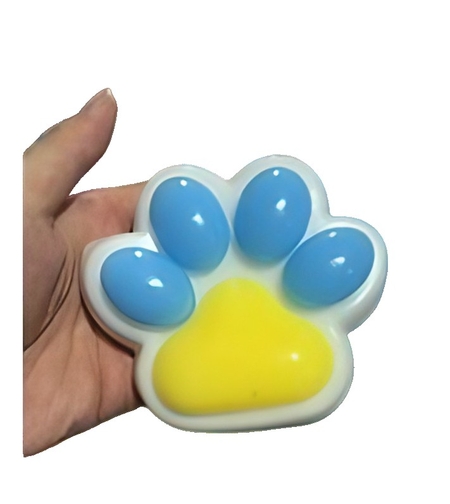Jucarie Antistres Squishy, Flippy, cu Revenire Lenta, Squeeze Pinch Family, Model Cat Paw, 12.5x10.5 cm, 220g, Ambalaj Transparent, Model 019, Multicolor