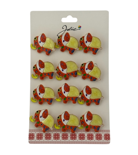 Set 12 Brose Martisor pentru Copii, Jolie, Model Elefant cu Design, Multicolor