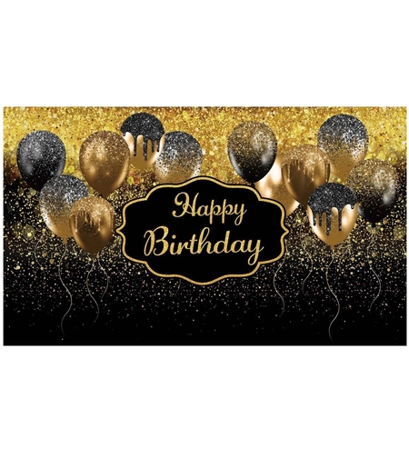 Banner Tip Fundal pentru Poze, Flippy, din Panza, 185 x 110 cm, Sfoara 6 m, Prindere in 4 Colturi, Negru/Auriu
