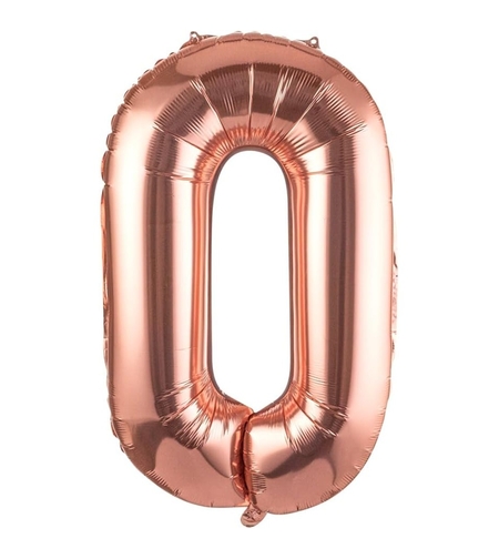 Balon Folie Metalizata Litera O, Flippy, 80 cm, Umflati cu Heliu sau Aer, Ambalaj Individual, Pai inclus, Rose Gold