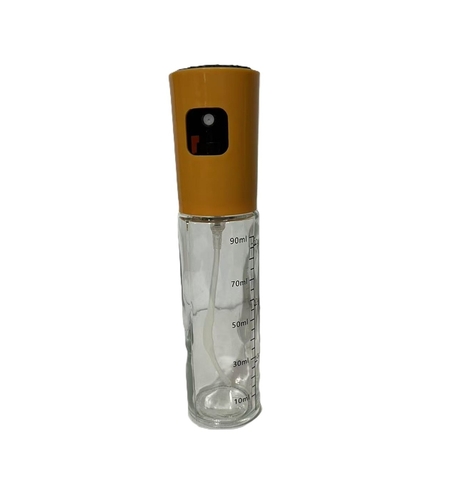 Pulverizator Ulei, Otet, Vafy, din Sticla, 100 ml, Reincarcabil, 18.3 x 4.3 cm, Masura 90 ml, Capac Mat, Galben
