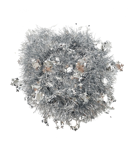 Beteala Craciun cu LED, Argintie, model cu fulgi de nea, 2 m x 5 cm, PVC, Sir, Artificiala, Flippy