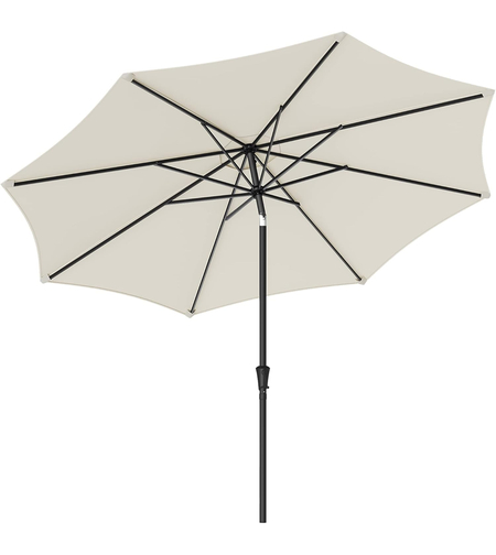 SONGMICS Umbrela de gradina cu manivela, 330 cm, UPF 50+, inclinare 30°, structura metalica cu 8 spite, bej