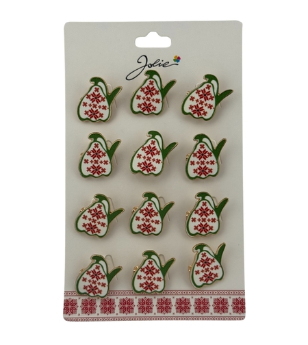 Set 12 Brose Martisor pentru Copii, Jolie, Model Ghiocel cu Motiv Traditional, Multicolor