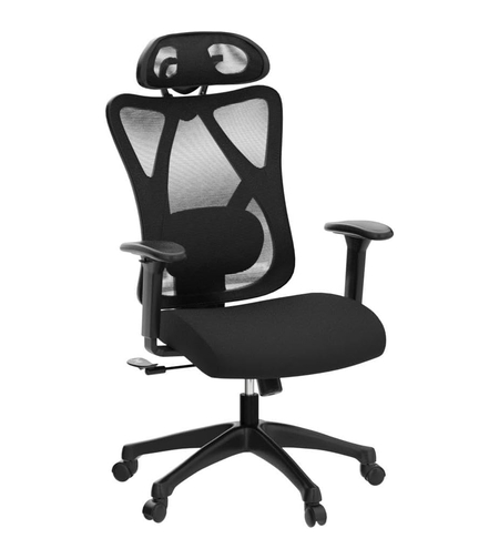 SONGMICS Scaun de birou ergonomic reglabil cu suport lombar si tetiera, maxim 120 kg, 70x70x125 cm, negru