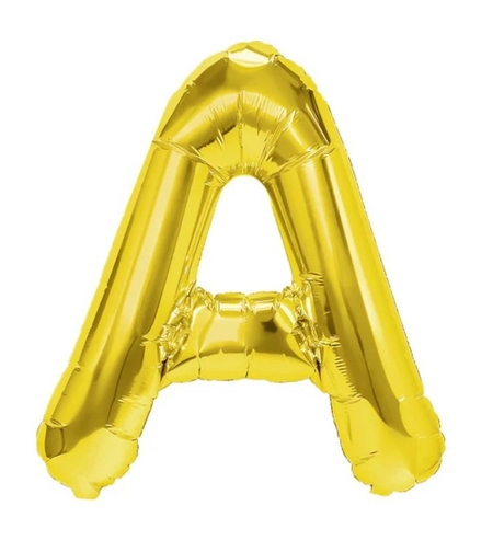 Balon Folie Metalizata Litera A, Flippy, 40 cm, Umflati cu Heliu sau Aer, Ambalaj Individual, Pai inclus, Auriu