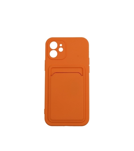 Husa protectie Vafy cu suport card compatibila cu Apple iPhone 12 Portocaliu