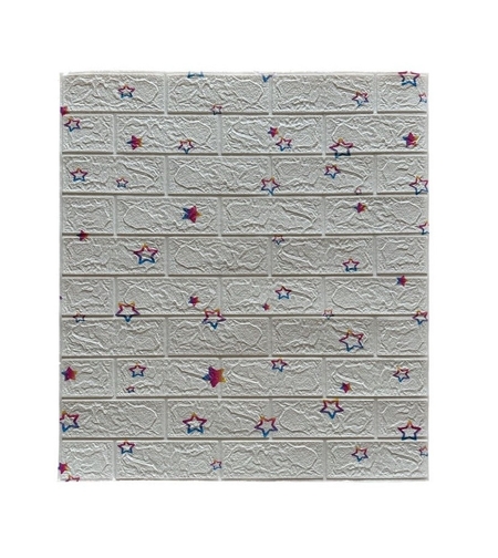 Set 10 Placi de Tapet, Vafy, Autoadezive, 70 x 77 cm, Suprafata Acoperita 5.3 mp, din PVC, Model Stelute Curcubeu, Alb