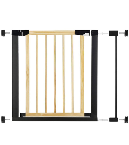 Poarta de siguranta Safety Gate pentru scari, ajustabila, din lemn cu structura otel, 82-89cm, negru maro