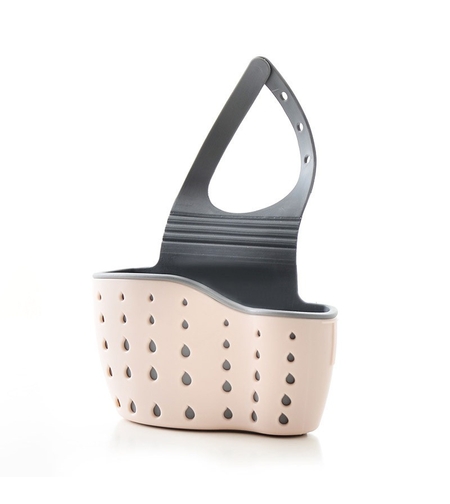 Suport Scurgere pentru Burete si Laveta de Vase Bucatarie, Flippy, Roz, Curea Reglabila, Plastic Flexibil, 15x 5x 21cm