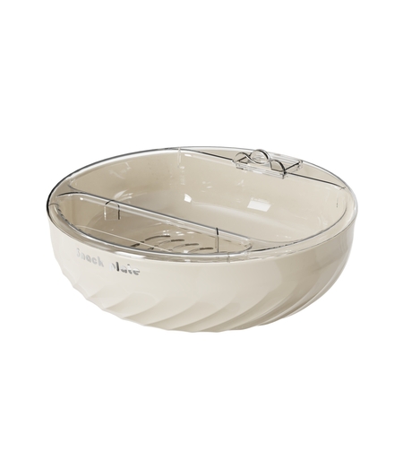 Bol cu Doua Straturi, Flippy, pentru Fructe, Legume, Snacks, cu Strat de Scurgere a Apei, Suport pentru Telefonul Mobil, 22.4x9 cm, Crem