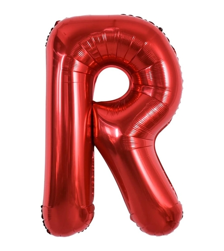 Balon Folie Metalizata Litera R, Flippy, 40 cm, Umflati cu Heliu sau Aer, Ambalaj Individual, Pai inclus, Rosu