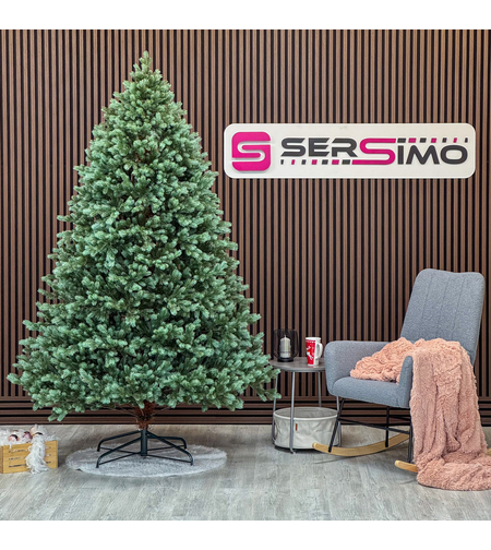 Brad artificial Sersimo, Hollandia, verde cu varfuri argintii, integral 3D, 210 cm
