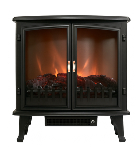 Semineu electric cu efect de flacara, 1800W, 2 trepte, ventilator incorporat, 63x35x70 cm, negru