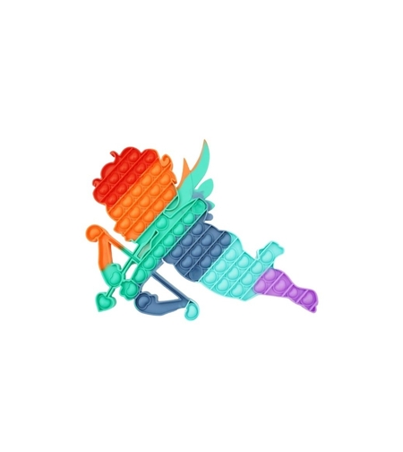 Jucarie antistres din silicon Flippy, Pop it Now and Flip It , 40x45 cm, Cupidon, Curcubeu