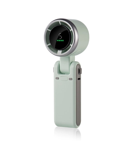 Mini Ventilator Portabil, Vafy, 5 Trepte de Viteza, Afisaj Digital, Incarcare USB, 5V, 2A, 5.95 x 5.2 x 17.2 cm, Verde