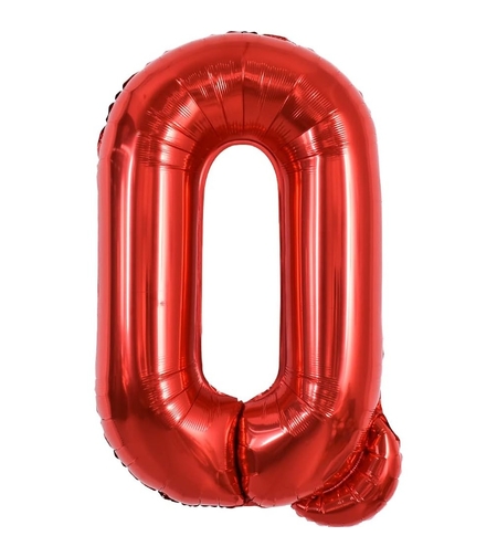 Balon Folie Metalizata Litera Q, Flippy, 40 cm, Umflati cu Heliu sau Aer, Ambalaj Individual, Pai inclus, Rosu
