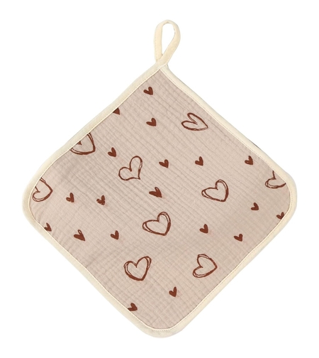 Prosop Absorbant, Flippy, din Bumbac, 25 x 25 cm, Model Inimioare, cu Agatatoare, Bej