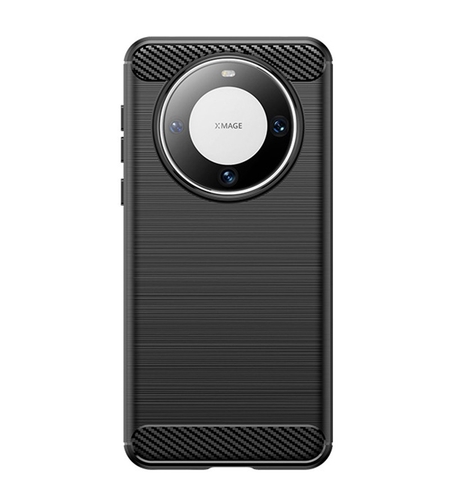 Husa de Protectie pentru Huawei Mate 60 Pro, Vafy, Protectie 360, din TPU cu element de Carbon, Anti Alunecare, 1.8 mm, Negru