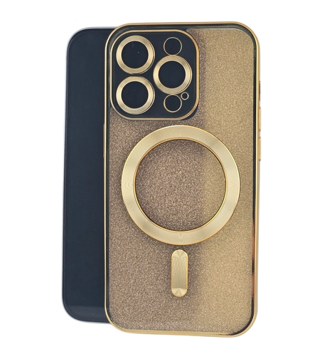 Husa de Protectie 2 in 1, Vafy, pentru Apple iPhone 14 Pro, Compatibila MagSafe, Magnetica, cu Protectie Lentila, din TPU, Auriu