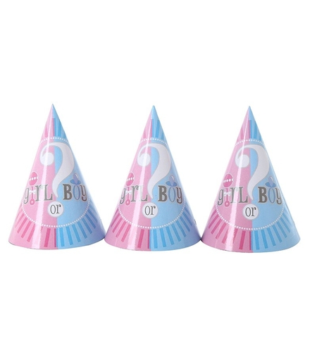 Set 6 Coifuri Gender Reveal, Vafy, Girl or Boy, din Carton, 20 x 14 cm, Roz/Albastru
