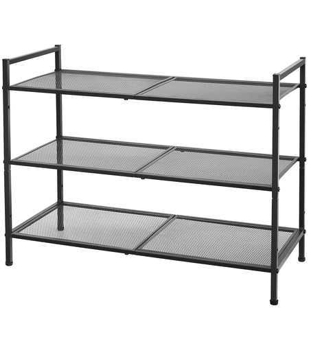 SONGMICS Etajera pantofi 3 niveluri, metalica, suprapozabila, 68x30x53 cm, negru