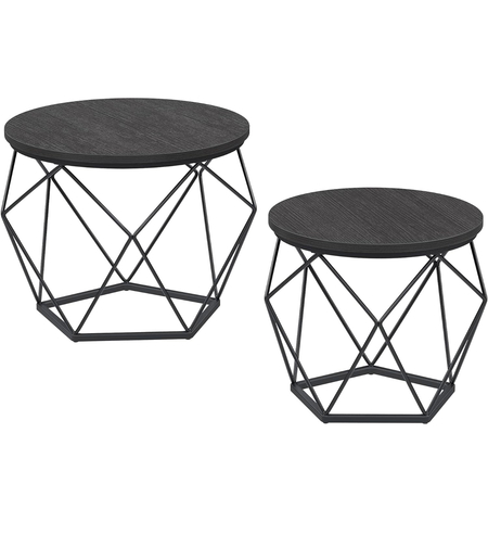 VASAGLE Set de 2 mese de cafea, stil industrial, 50x40cm si 40x36cm, negru