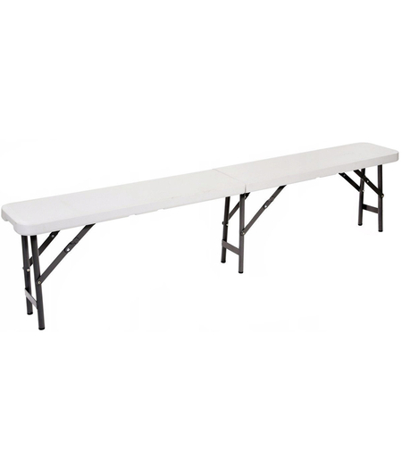 Banca pliabila pentru gradina sau catering, HDPDE, 180x24x42cm, alb