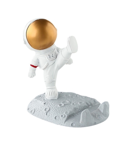 Suport pentru Telefon, Flippy, Suport de Birou pentru Telefon, Suport Telefon pentru Copii, Model Astronaut, Model 1, 9 x 10 x 6.5 cm, Plastic, Alb