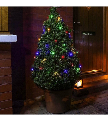Instalatie de Craciun Liniara Yoto, 22 m, din care 1 m Prelungitor 220V, 300 LED, 8 jocuri de lumini, Controler, Utilizare Interior/Exterior, Fir Negru, multicolor