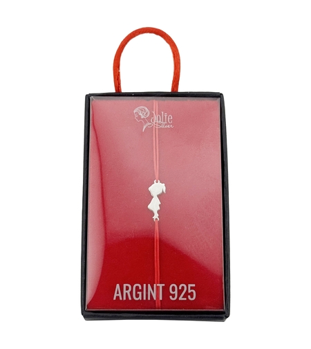 Bratara Argint 925 pentru Dama, Jolie, Model Fetita, Martisor Bratara de 1 Martie, Pandativ Argintiu cu Snur Rosu