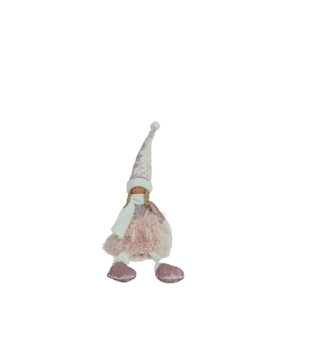 Ornament de Craciun papusa, Flippy, roz/alb, textil, 50 cm