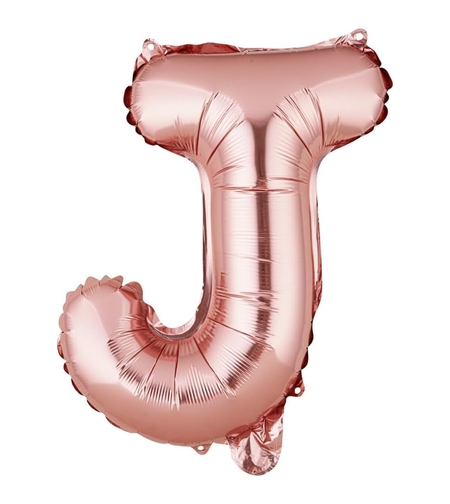 Balon Folie Metalizata Litera J, Flippy, 40 cm, Umflati cu Heliu sau Aer, Ambalaj Individual, Pai inclus, Rose Gold