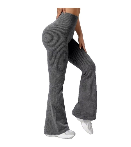 Pantaloni Sport de Dama, Flippy, pentru Yoga, Talie Inalta, Evazati, Tricotati, Gri Inchis, Marime S
