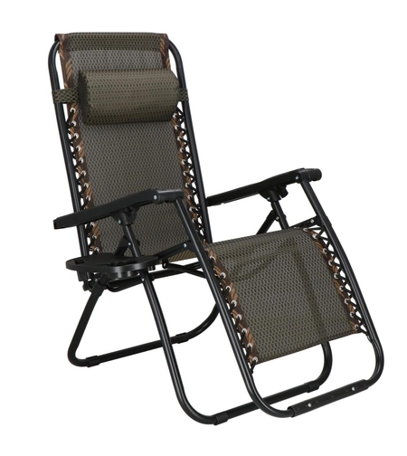 Sezlong pliabil cu spatar reglabil, structura metalica, material textilene, 175x67 cm, maro