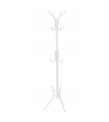 Cuier hol metalic 178 cm, 12 carlige, design minimalist, alb